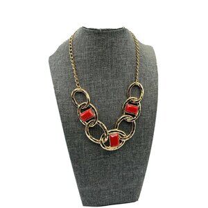 Necklace Womens Chunky Ballet Brand Pink Gold Tone Chain 16” New